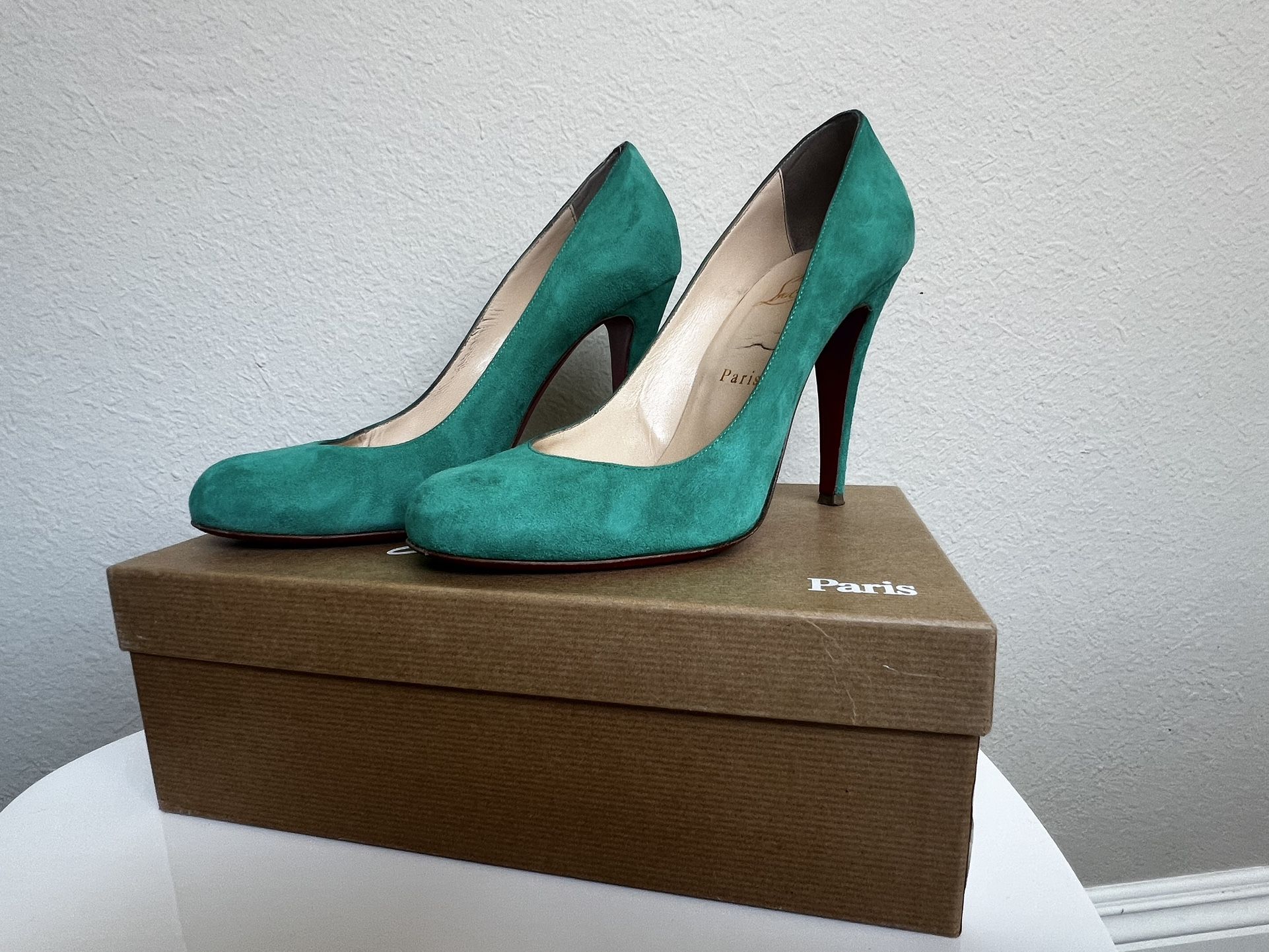 Christian Louboutin Ron Ron - Mint Green Suede - Size 39.5