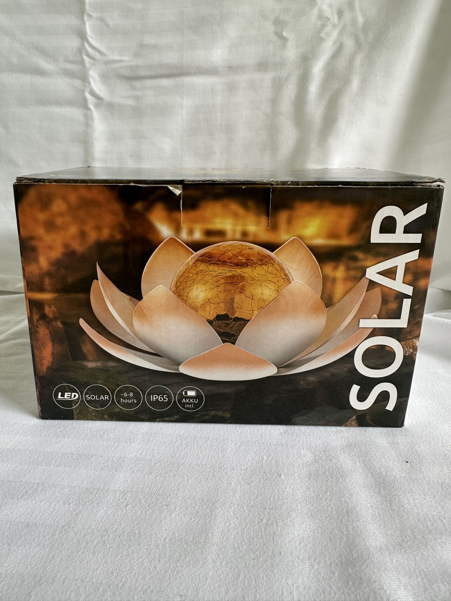 Huaxu Solar Lights Outdoor Garden Decorative Art Metal Lotus Cracked Glass Ball