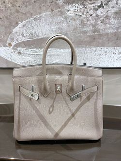 Gray Hermes Togo Leather Birkin 25 