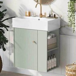 New Assembled 22" Bathroom Vanity with Sink Modern Floating Vanity Bathroom Sinks