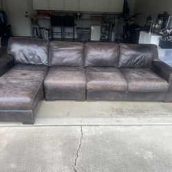 Brown Leather Sectional 