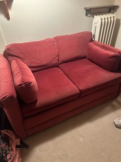 Red Fabric Two-Seat Loveseat Sofa