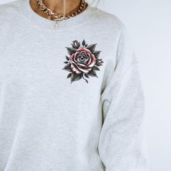 Tattoo Style Rose Third Eye Sweatshirt