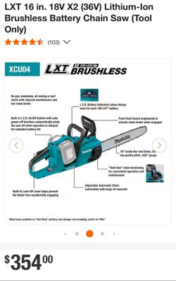 Makita Cordless Chainsaw (tool Only No Battery’s)