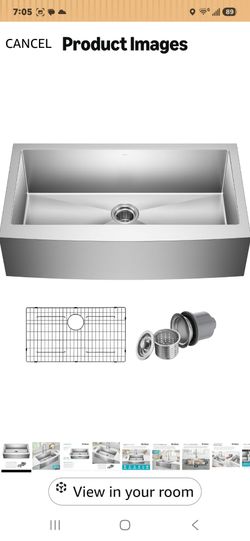 Kraus KHF200-36 Standart PRO Kitchen Stainless Steel Sink, 36 Inch Round Apron Single Bowl