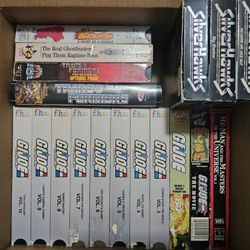 Box of 80s Cartoon VHS Tapes
