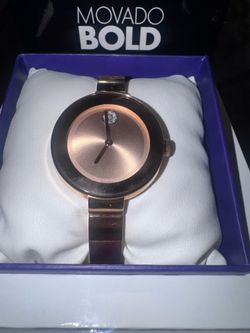 Movado Bold Gold Watch with Crystal Detail