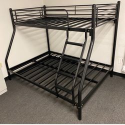Twin Bed, Full Bed, Twin Full Bunkbed, Twin Full Bunk Bed, Black