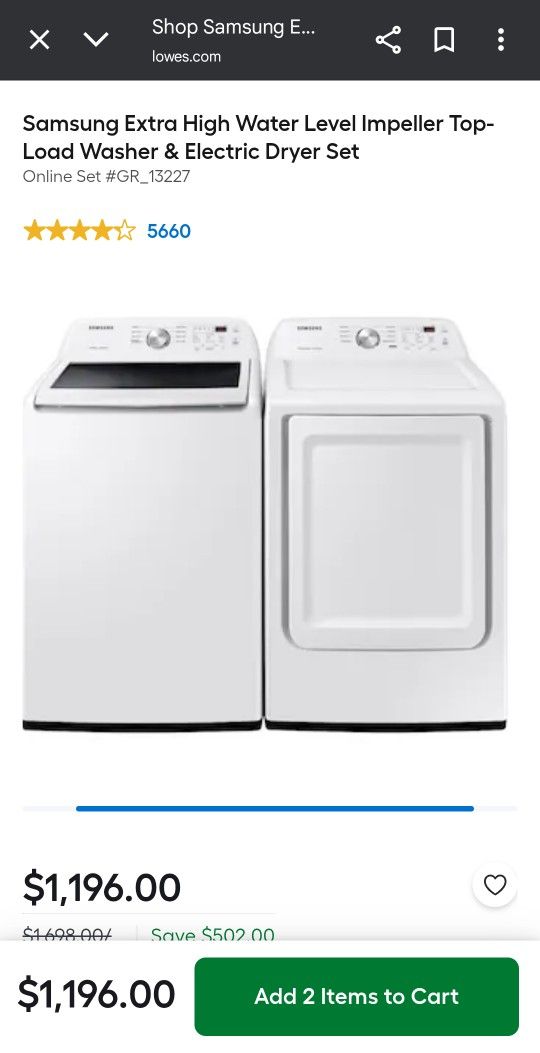 Samsung Wash/dryer Set $600 Obo