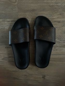 Louis Vuitton Monogram Slide Sandals in Brown and Black