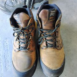 9.5w Timberland safety shoes anti slip brown used lightly for desk job.