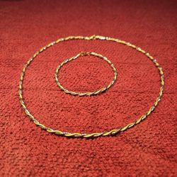 GOLD 14K - Chain and Bracelet - GOLD "SET" 