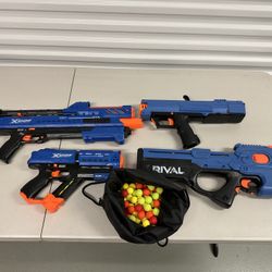 Set of 4 Nerf X-Shot Dart Ball Blaster Guns w/ Extra Balls 