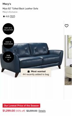 Myia 82" Tufted Back Leather Sofa