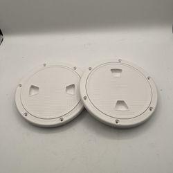 2x 7.5" ABS Boat Inspection Access Hatch Cover, Round, White
