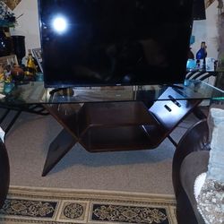 Tv And Glass Table Wood  Best Offers