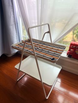 Modern 2-Tier Folding Side Table / Tray Stand (Like New) + Free Handmade Mat