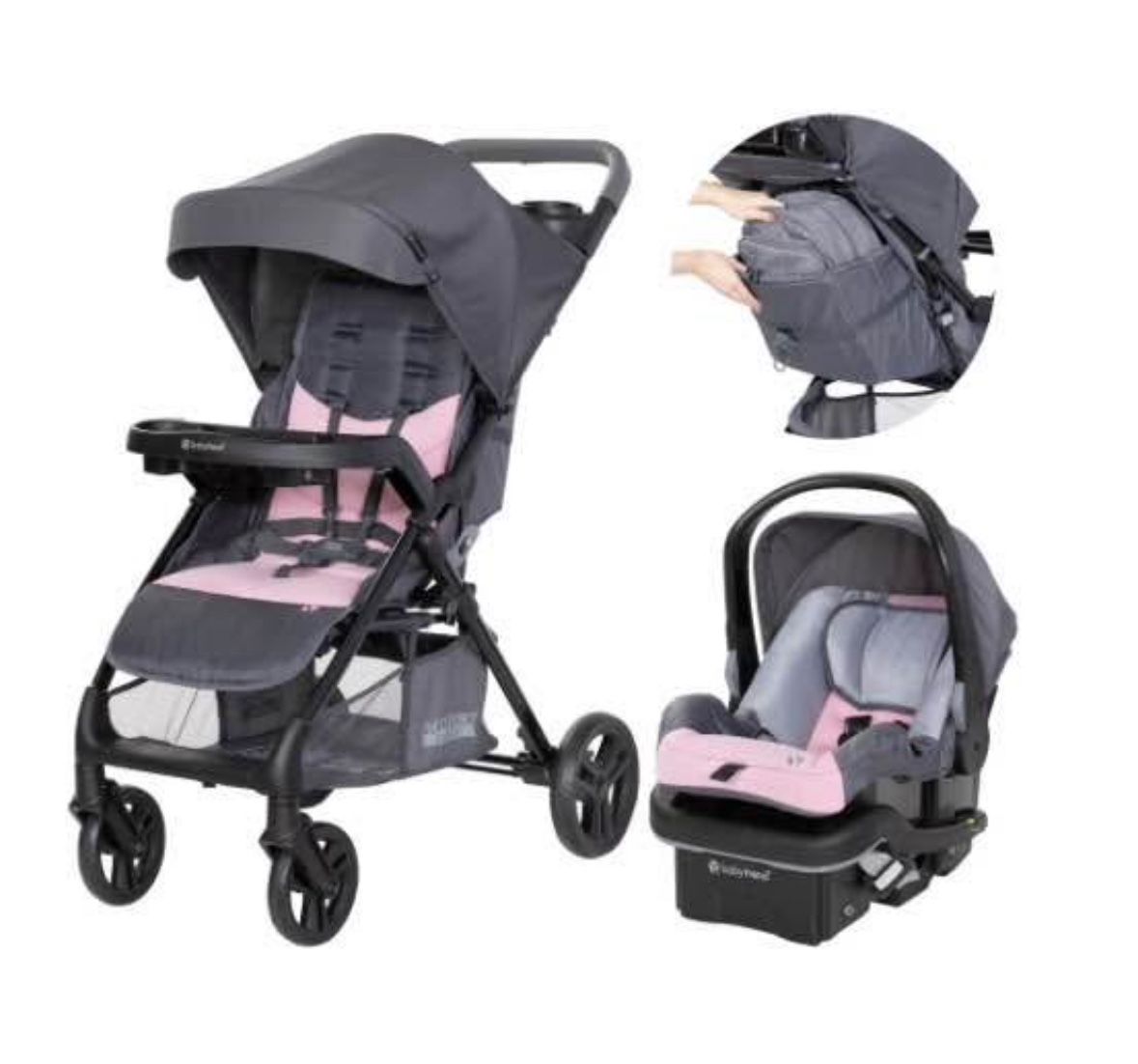 NEW! Baby Trend Travel system in pink/grey