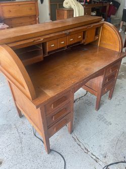 Antique Solid Oak Roll-top Desk