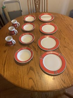 Coke Cola 1996 Plates, Bowls, Coffee Mugs
