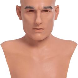 Silicone Man Mask Realistic Head Full Face Mask for Halloween, Cosplay, Prank