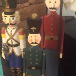 2 Wooden Soldiers And A Ceramic Cast One