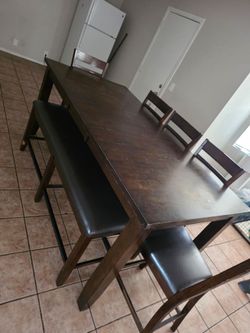 Bar height 8 seat Dining Table with bench
