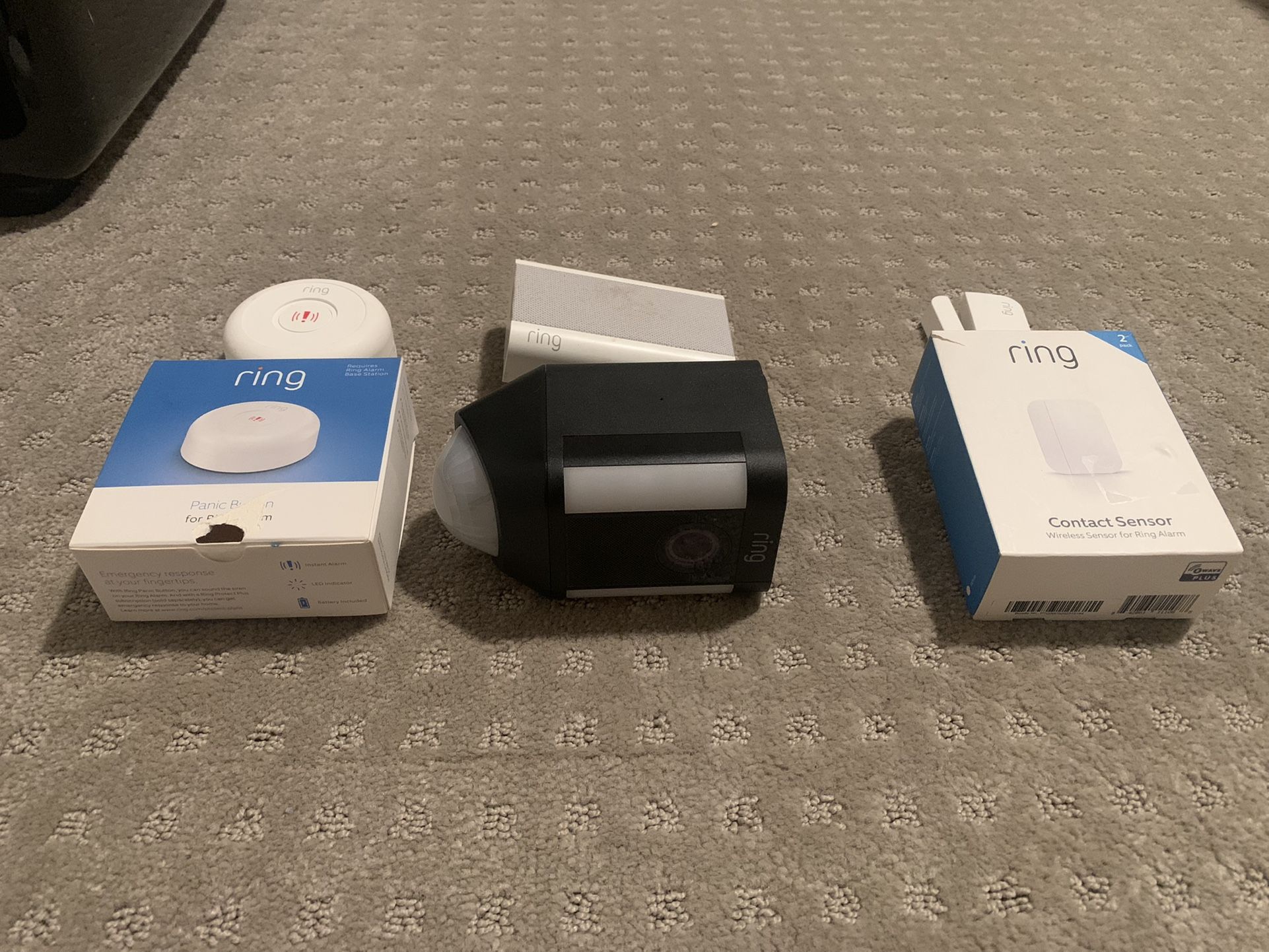 Ring Camera Wireless W/ Floodlight , Motion Sensor , Panic Button, And Wide Range Signal Modem