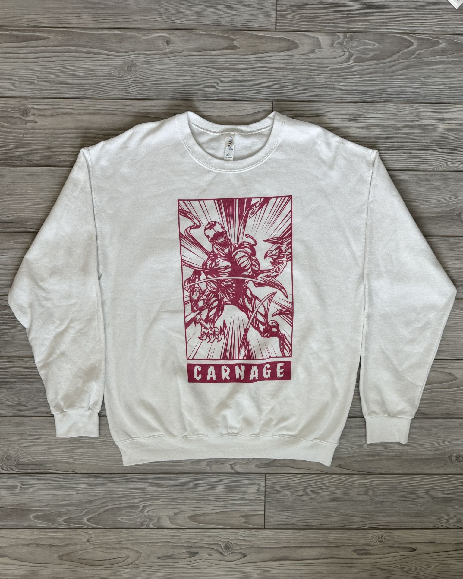 LARGE WHITE CARNAGE CREWNECK SWEATSHIRT