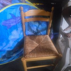Wooden Ladder-Back Chair with Rush Seat