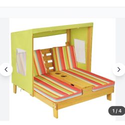 Kids Double Chaise Lounge Wood Patio