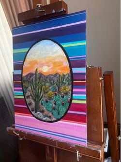 Original Hand-Painted Desert Sunset Acrylic Artwork (12" x 16")