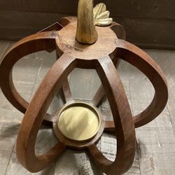 NEW - Pumpkin Wood Pillar Candle Holder 