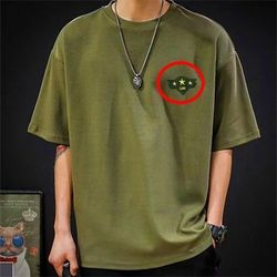 Army Green Patch Embroidered Sleeve Badge T-Shirt with Self-Adhesive Ripped Repair Patches, No-Sew Design, Camouflage Pattern