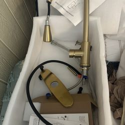 Kitchen Retractable Brushed Gold Faucet