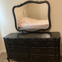 French Provincial Dresser With Mirror And Two Nightstands