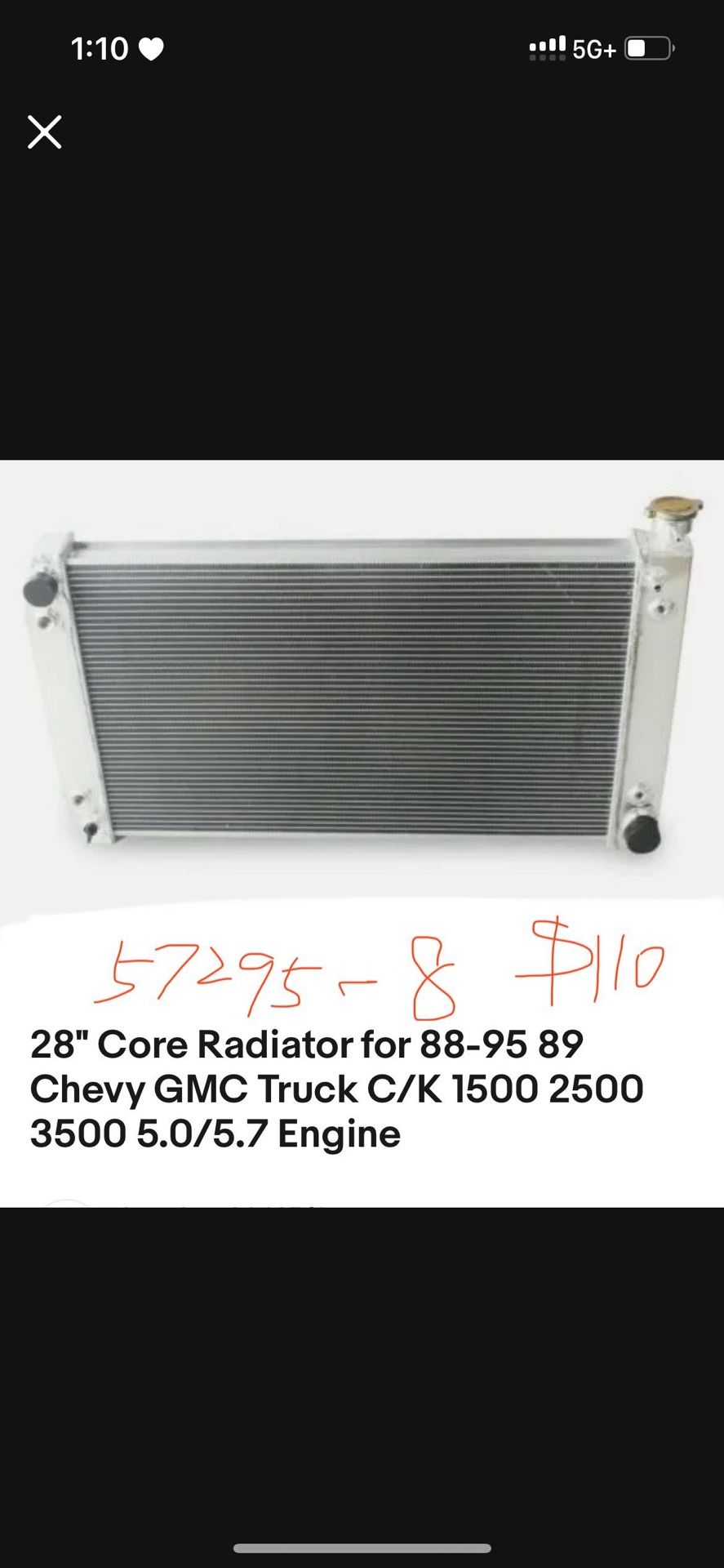 28" Core Radiator for 88-95 89 Chevy GMC Truck C/K 1(contact info removed) 3500 5.0/5.7 Engine