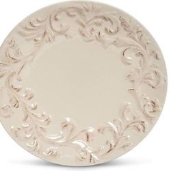 Set of 4 GG Collection 8.5" Cream Embossed Salad Plates Dinnerware