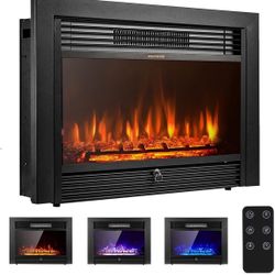 New 28.5" Electric Fireplace Insert, Wall Recessed/Mounted or Freestanding Heater with Remote