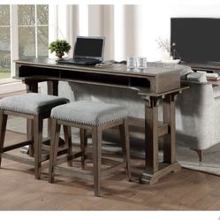 Console Counter Height table with two stools