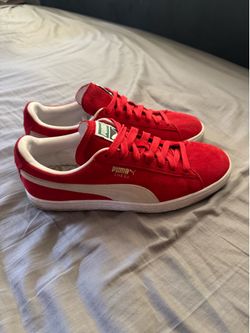 PUMA Suede Shoes. Mens size: 10.5. Red/White. Leather Suede