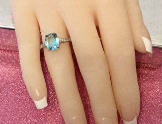 Sterling Silver Ice Blue Ring, Size 8