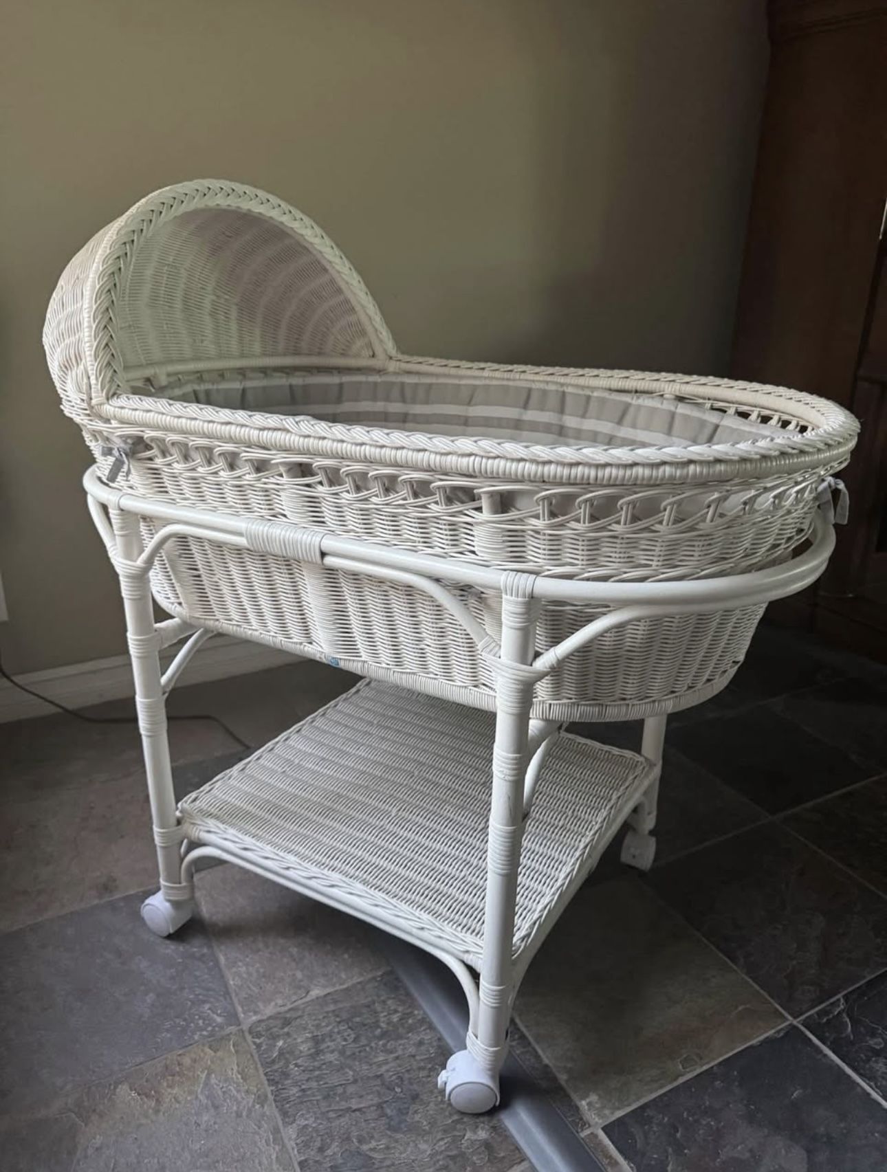 Pottery Barn White Wicker Bassinet