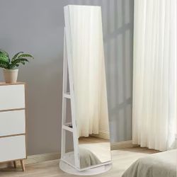 Mirrored Jewelry Cabinet Armoire Lockable Standing Storage Organizer W/ Shelf