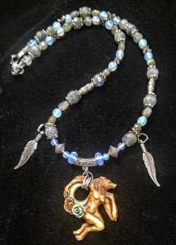 Handmade Beaded Female Werewolf Necklace 