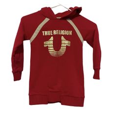 True Religion Hoodie Girls Size 4 Rare Sweatshirt Red Sweater Dress Long Sleeve