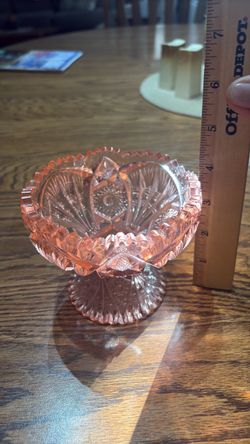 Pink Depression Glass Footed Candy Dish