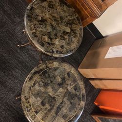 Stone and Brass Accent Tables