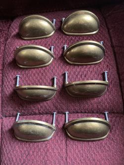 8 antique brass drawer pulls