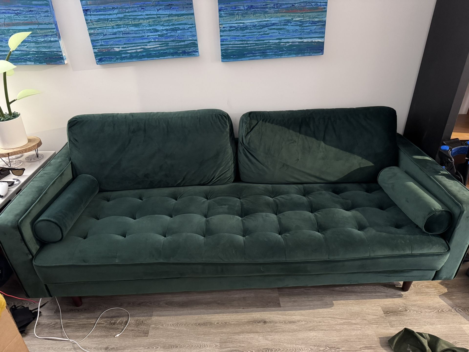 Green Suede Couch 